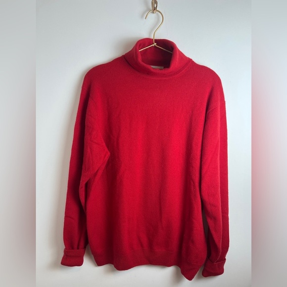 Kinross Cashmere Red turtleneck sweater size L - Picture 6 of 13